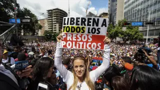 Tintori en una marcha de opositores en Caracas este domingo.