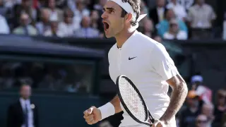 Federer, celebrando el pase a semifinales