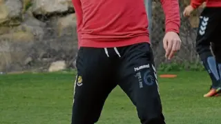 Bruno Perone, en un entrenamiento del Nástic de Tarragona.