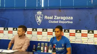 Raí Nascimento, en su primera rueda de prensa desde que llegó al Real Zaragoza, este lunes en la Ciudad Deportiva.