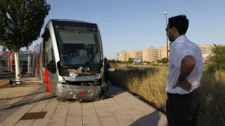 Descarrila un tranvía en Zaragoza