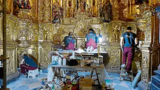 Finaliza la restauración del retablo del Pilar, uno de los tesoros de la catedral de Albarracín