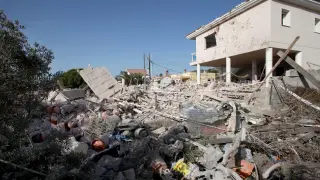 Estado en el que quedó la casa afectada por la explosión en Alcanar.