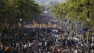 Miles de personas este sábado en el centro de Barcelona.