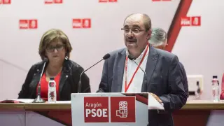Javier Lambán durante el comité regional del PSOE.