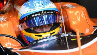 Alonso, en los entrenamientos en Monza.