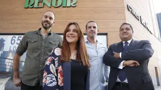 Javier Cuevas y los empresarios Eduardo Espada, José Roda y Macu Roda.