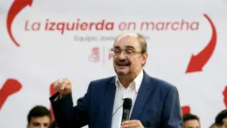 Javier Lambán, en una foto de archivo, en el primer acto de su candidatura a liderar el PSOE en la Comunidad.