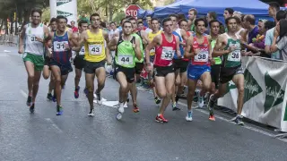 Los atletas corren por la Vía Univérsitas de Zaragoza, en la edición del año pasado.
