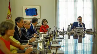 Mariano Rajoy, durante el Consejo de Ministros celebrado ayer en el Palacio de la Moncloa.