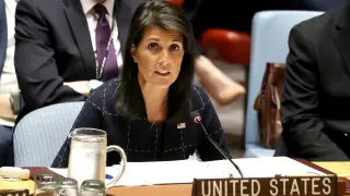 La embajadora de Estados Unidos ante la ONU, Nikki Haley, impulsora de la resolución.