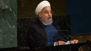 El presidente iraní, Hasan Rohaní, en la Asamblea General de las Naciones Unidas.