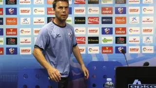 Rubi, entrenador del Huesca, este viernes en la sala de prensa.