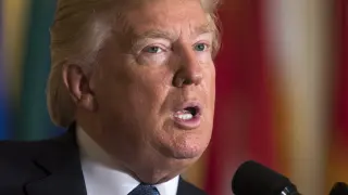 El presidente Donald Trump en declaraciones durante la celebración del Mes de la Herencia Hispana en la Casa Blanca.