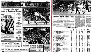 Reseñas de las páginas de Deportes de Heraldo de Aragón de octubre de 1982, donde se contaban los detalles del Real Zaragoza 4-Osasuna 0.