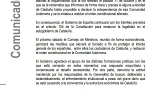La respuesta del Gobierno de Rajoy a la carta de Puigdemont