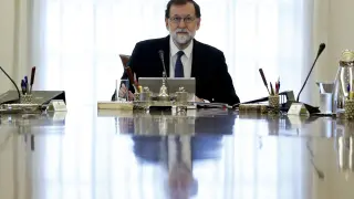 Mariano Rajoy, en el Consejo Extraordinario de Ministros.