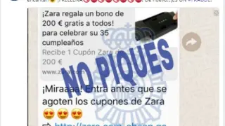 La Policía alerta del bulo del bono de 200 euros de Zara