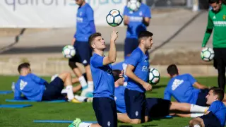 Guti, en un entrenamiento del Real Zaragoza