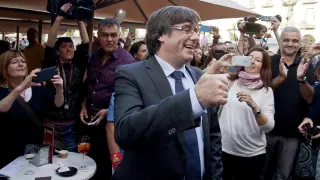 Carles Puigdemont, el sábado en Gerona.