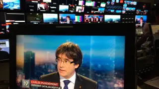 Carles Puigdemont, durante la entrevista en la televisión belga este viernes.