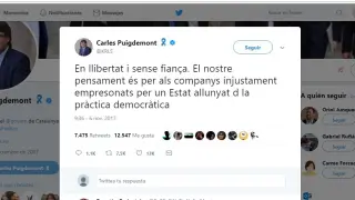 La publicación del expresidente de Cataluña, Carles Puigdemont.