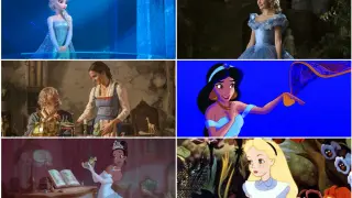 Elsa, la Cenicienta, Bella, Jasmín, Tiana y Alicia son algunos de los personajes que visten de azul.