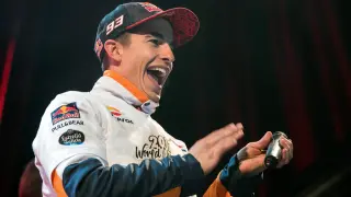 Marc Márquez el tetracampeón del mundo de Moto GP, durante los actos del homenaje en Cervera.