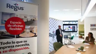 Philippe Jiménez, consejero delegado de Regus en España, en la presentación de la nueva sede de la compañía en Zaragoza