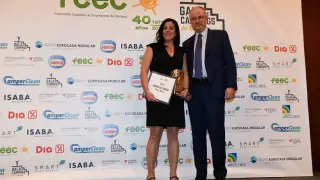 La directora del Camping Boltaña, en la gala de entrega de premios que celebró este jueves la Federación Española de Empresarios de Campings (FEEC).