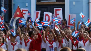 Acto en recuerdo de Fidel en un colegio de la Habana.