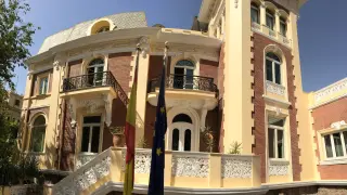 Exterior de la embajada española en El Cairo.