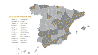 Distribución de las primeras taquillas de Amazon en España.