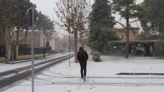 Las calles del Ensanche de Teruel han quedado cubiertas por dos centímetros de nieve