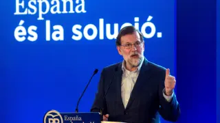 Mariano Rajoy, en un mítin en Mataró.