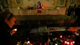 Imagen del memorial a Daphne Caruana tras su asesinato.