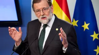 Mariano Rajoy en una rueda de prensa tras el Consejo Europeo.