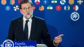 Mariano Rajoy interviniendo en un acto en Barcelona