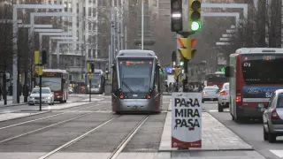 Señalización del tranvía de Zaragoza