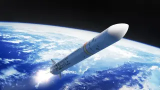 Recreación del ARION 1, el primer cohete de PLD Space que se está probando en el aeropuerto de Teruel