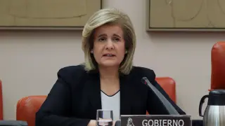 Fátima Báñez durante su intervención en la comisión del Pacto de Toledo.