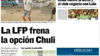 Informaciones de HERALDO DE ARAGÓN en los diferentes momentos en los que Chuli ha estado a punto de ser jugador del Real Zaragoza en los últimos 3 años.