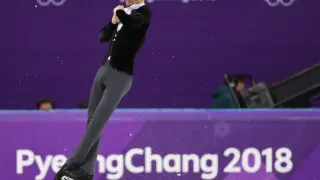 Javier Fernández en la prueba de patinaje artístico de los Juegos Olímpicos de PyeongChang