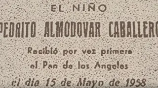 El recordatorio de la comunicón de Pedro Almodóvar en Poleñino (Huesca).