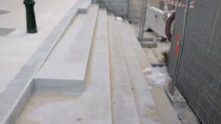 Estado de las obras de las escaleras de la plaza del Pilar