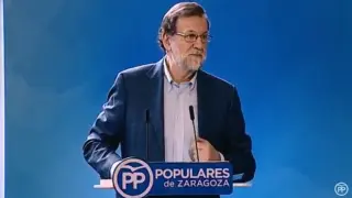 Mariano Rajoy en un acto del PP en Zaragoza.