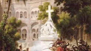 El famoso cuadro 'Asalto al monasterio de Santa Engracia' (1809), motivo de portada de la novela de Jiménez Ocaña.