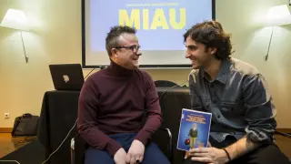 Ignacio Estaregui y Juan Luis Saldaña, en la presentación del tráiler de 'Miau'.