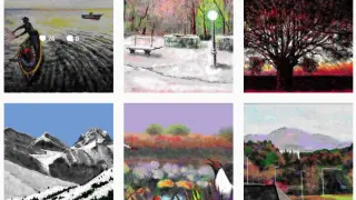 Algunas de las obras hechas con 'Paint' del Instagram de Francisca Fernández, nacida en Zaragoza en 1931.