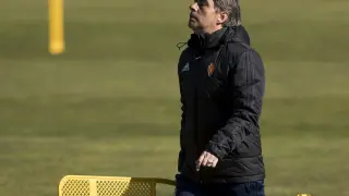 Natxo González, en un entrenamiento del Real Zaragoza.
